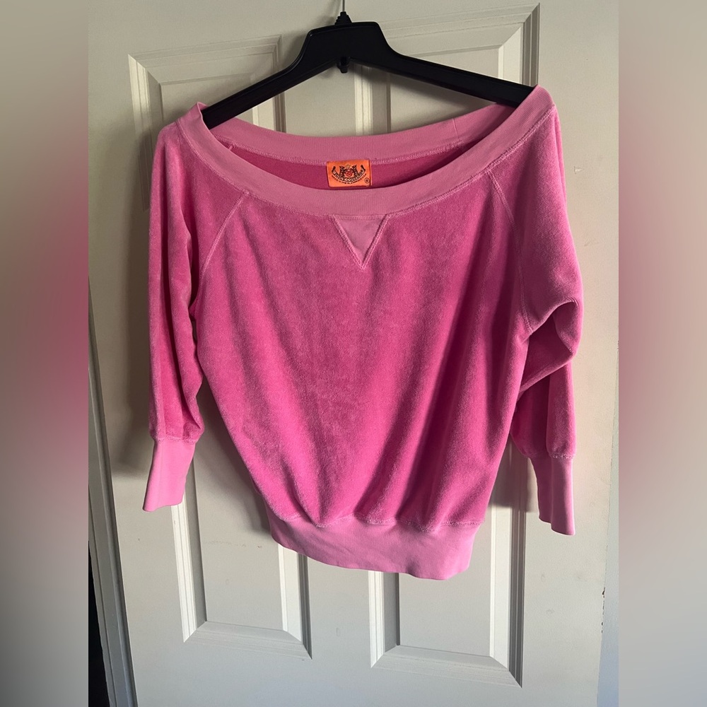 Juicy Couture S Vintage Y2K Pink Off-Shoulder Lounge Top Terry - Picture 3 of 10